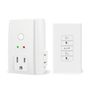 Lot of 2 Tiffcofio Indoor Remote Control Socket W/ Remote RF2066 White